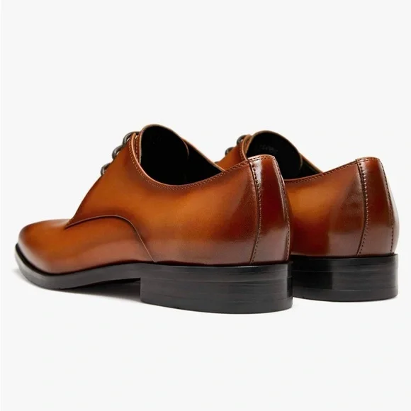 New Men’s Brown Leather Oxford Dress Shoes sz 7 / 38 - Picture 3 of 13